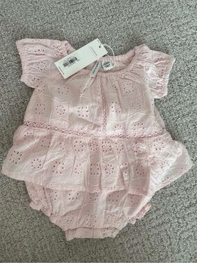 Baby Pink Eyelet Ruffle Romper